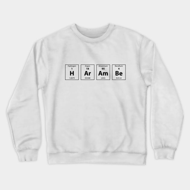 Periodic Table of HArAmBe (Black) Crewneck Sweatshirt by Roufxis